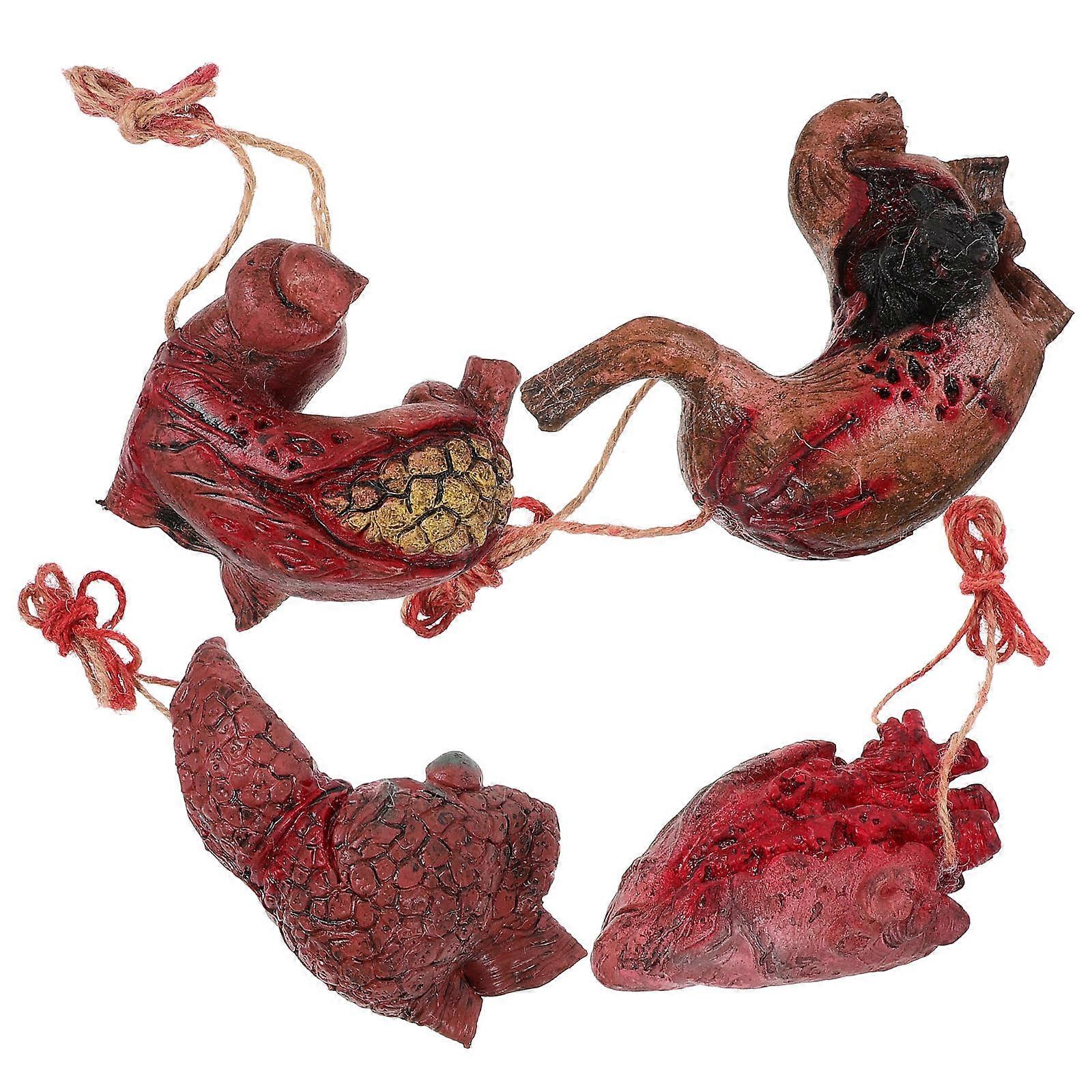 Red Halloween Hanging Decoration Latex Creepy Simulated Organ Hanging 4Pcs