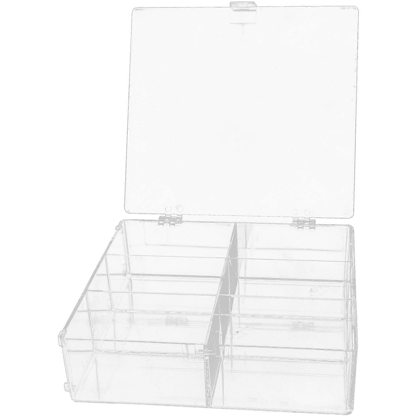 Cotton Pad Container Multi-Compartments Storage Box for Home Use Transparent Acrylic Dust Protection 1Pcs