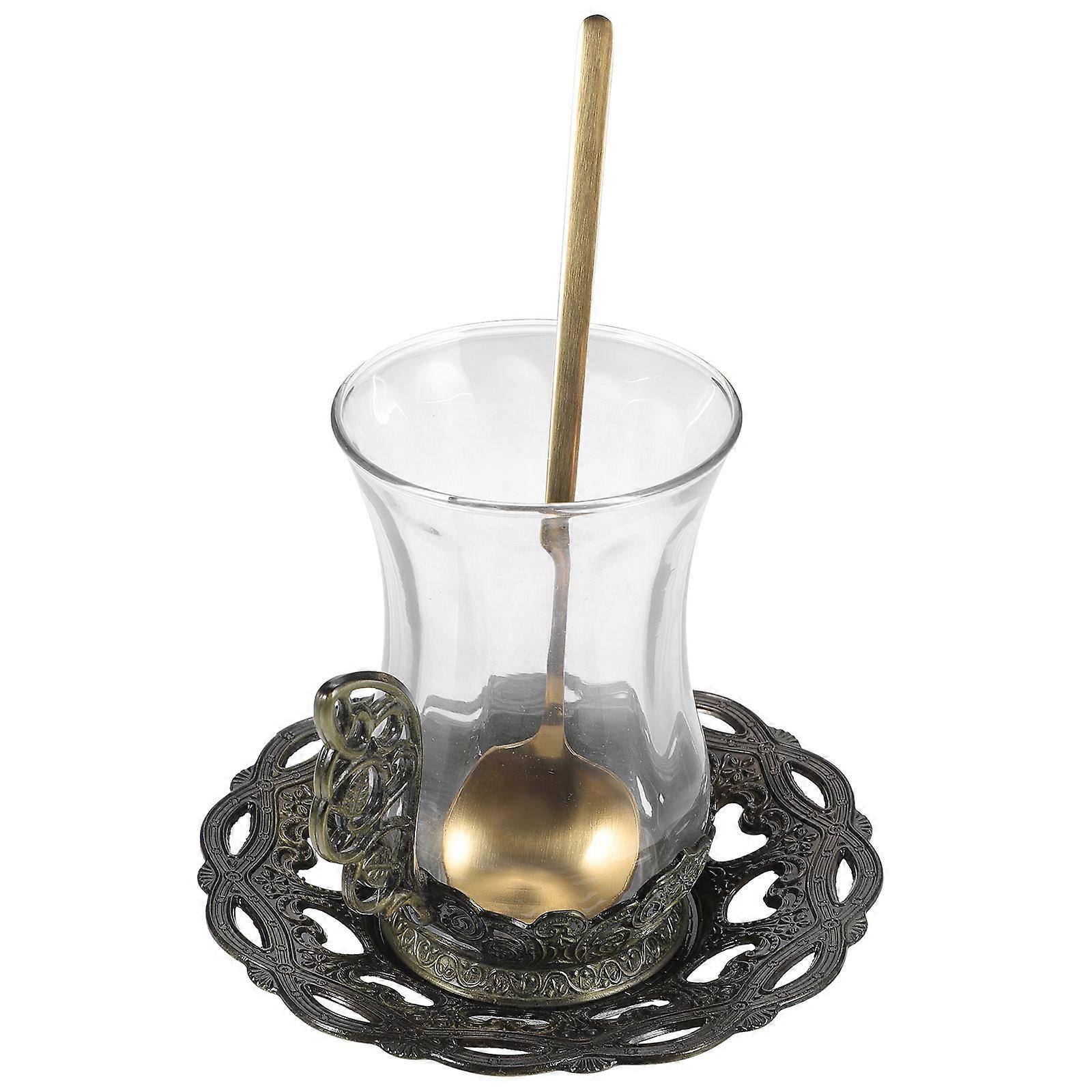 Glass Coffee Cup for Tea Making with Spoon 1Set Clear Design