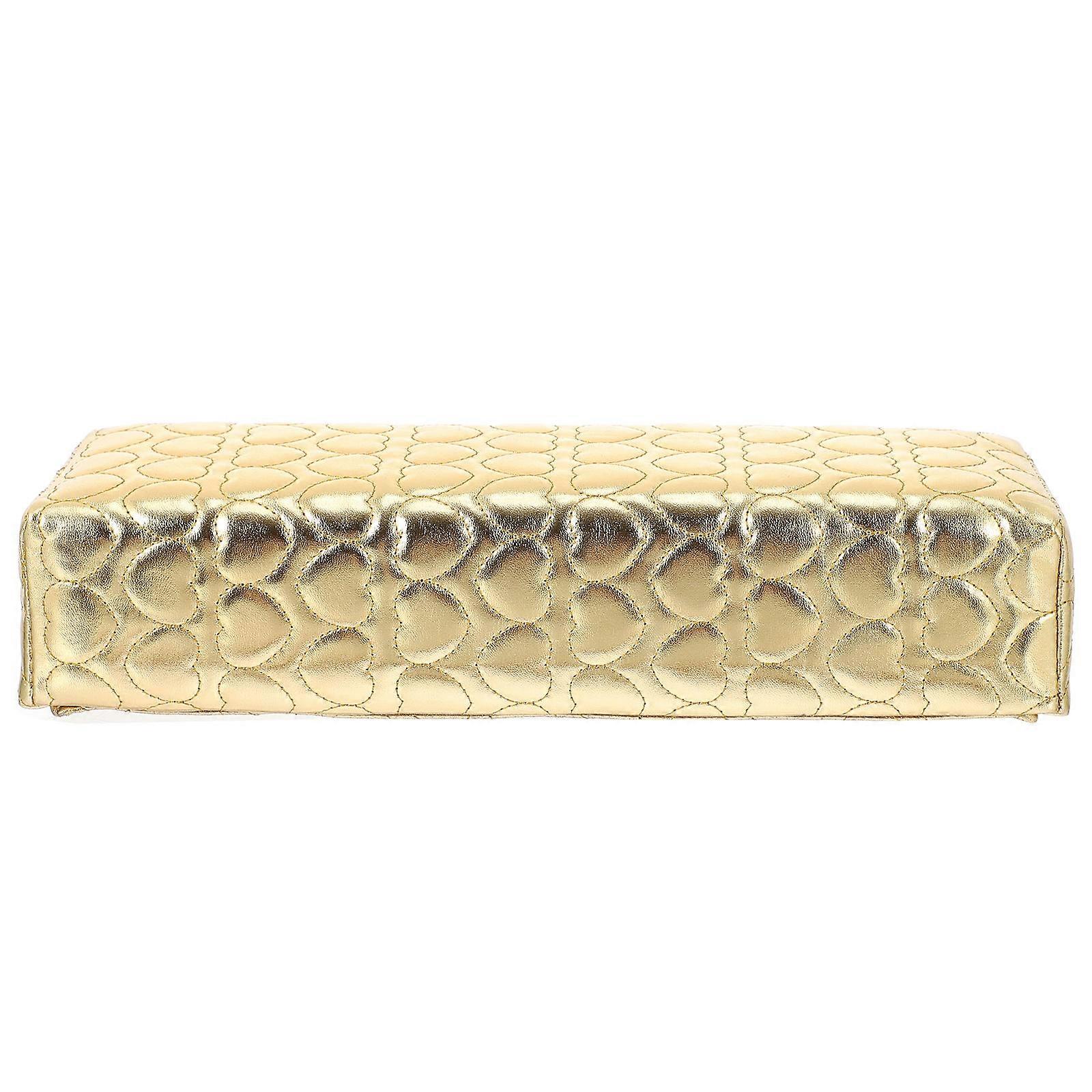 Armrest Pillow for Nails Manicure Hand Rest Cushion Nail Art Beginners Pu Golden Including 1Set
