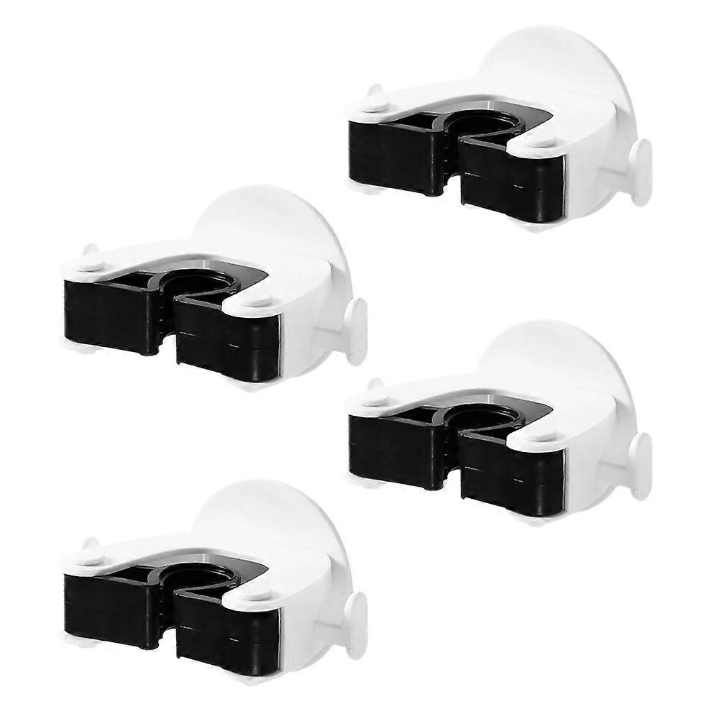 Wall-Mounted Mop Holder Plastic Mop Hooks for Home Use 4Pcs Black Set
