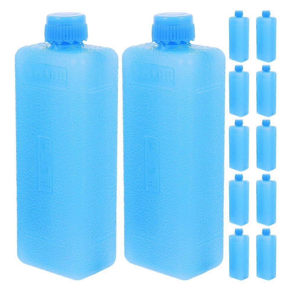 12pcs Reusable Ice Packs: Cooling Crystal Boxes Freezer Blocks Case For Lunch Boxes Coolers Meal Prep Empty Cold Packs For School Work Travel Sky-Blue