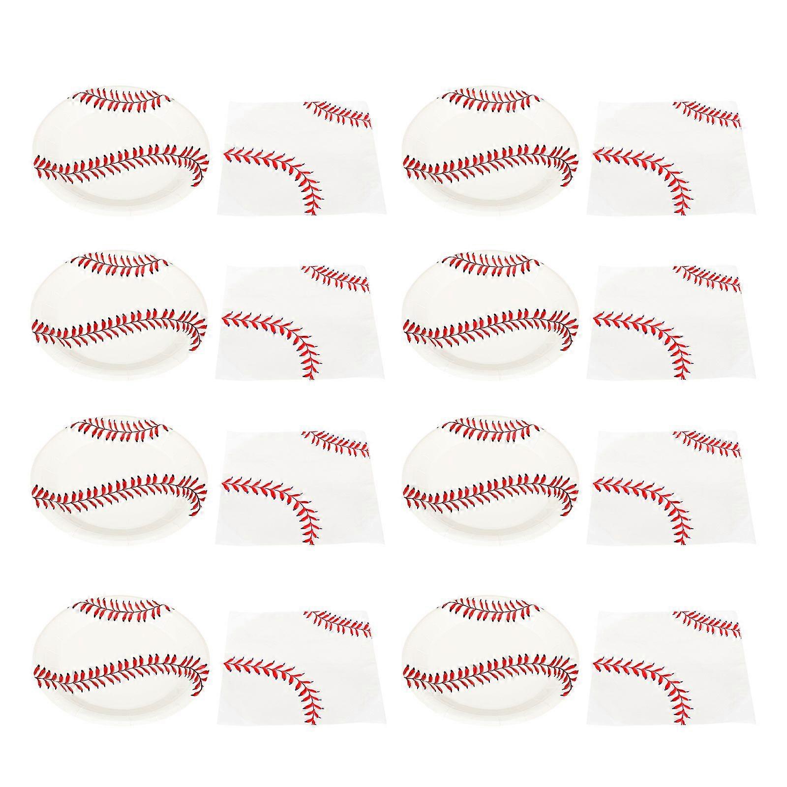 1Set Baseball Design Plates and Napkins Disposable Paper Plates Basball Party Tablewares