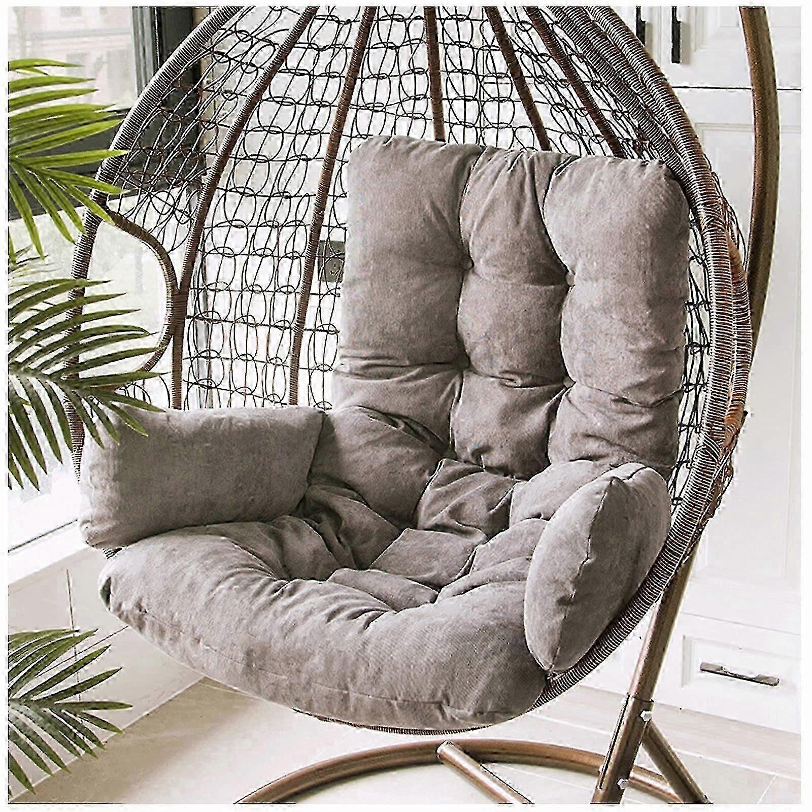 Hanging Basket Chair Cushion Soft Thick Comfortable with Armrests (Color: Gr)