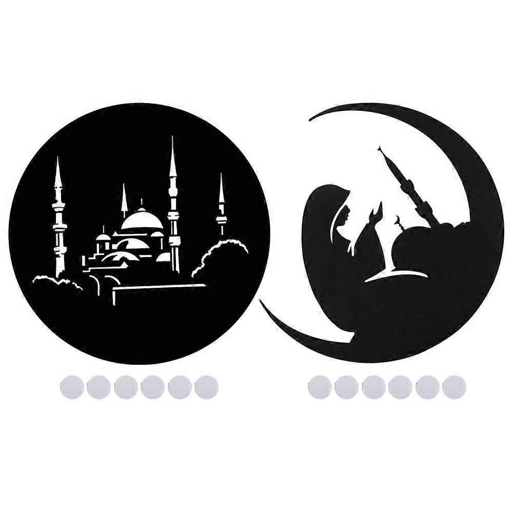 2Pcs Black Felt Wall Hanging Decor for Eid Mubarak Ramadan Celebration