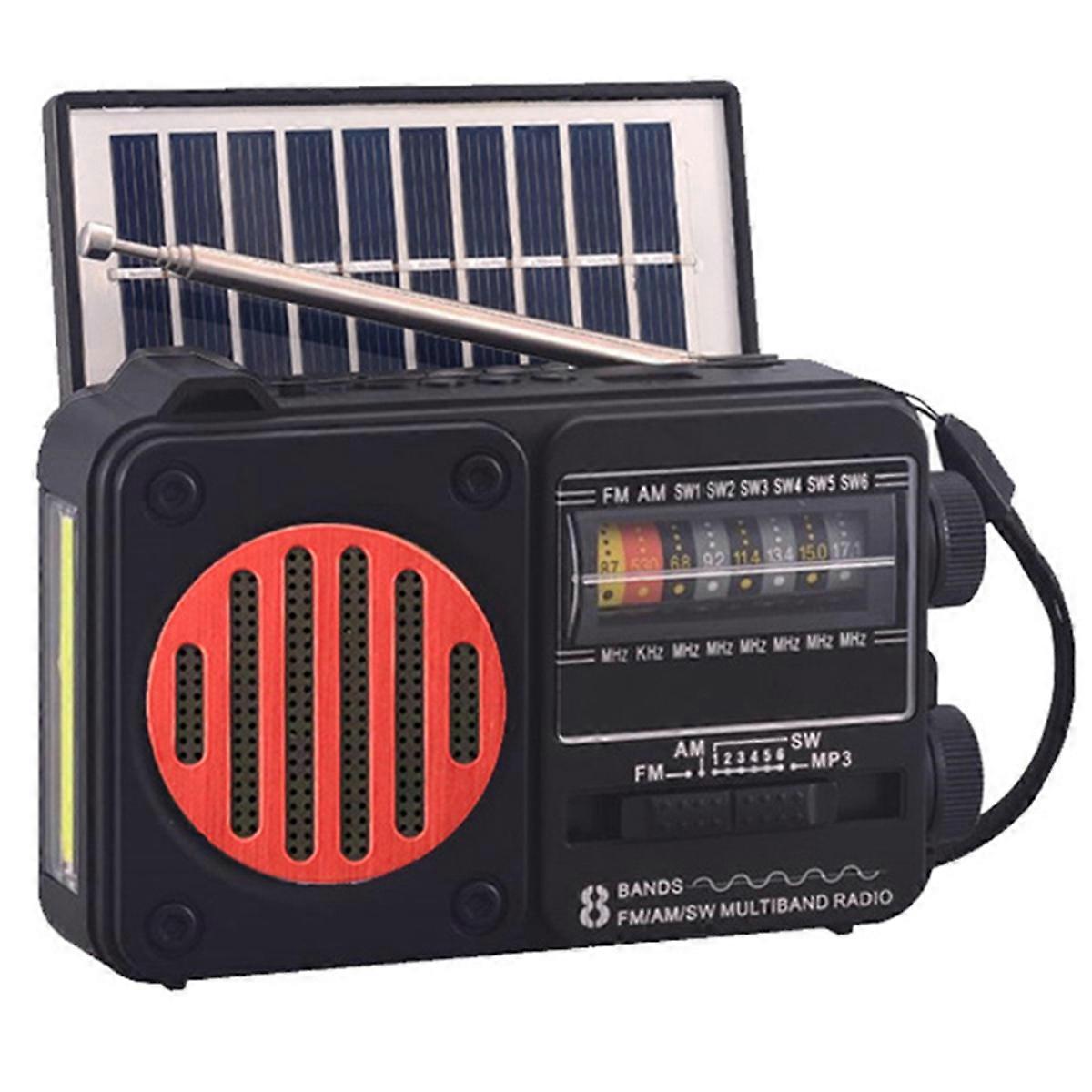 Portable Emergency Radio Solar FM AM SW Radio Receiver Bluetooth Speaker with Flashlight TF Card Drive MP3 Music Player