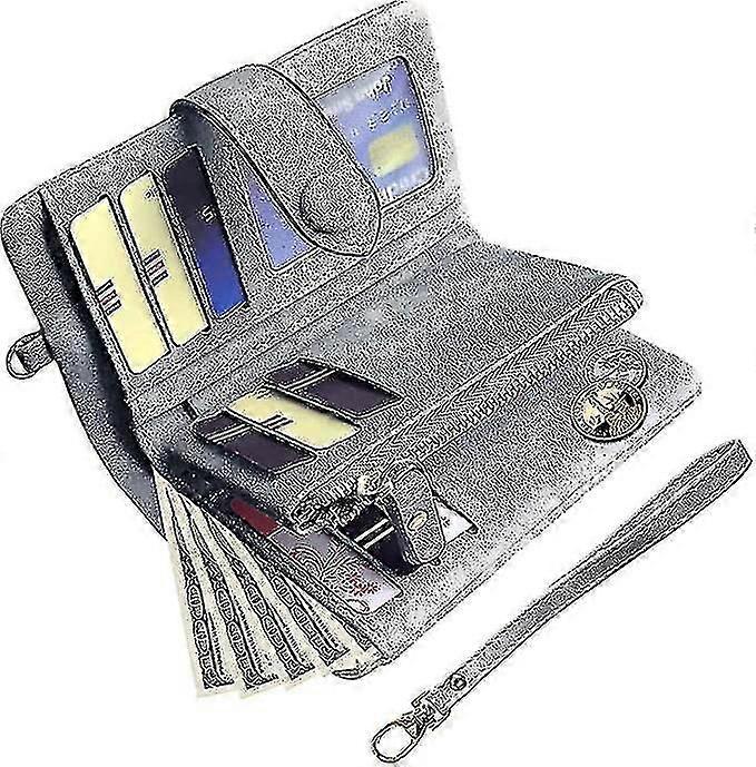 Womens Leather Wallet Rfid Blocking Ladies Purses With Multi-card Slot Id Window Zipper Coin Small P
