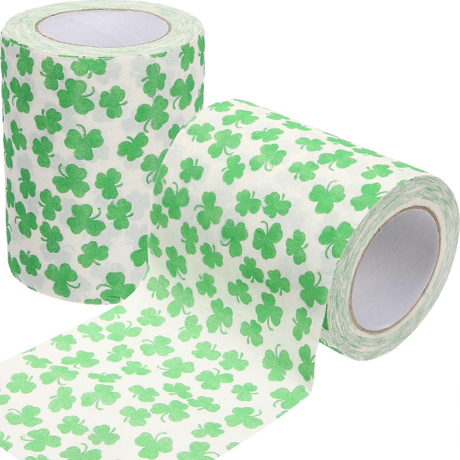 2 Rolls Clover Pattern Toilet Paper Roll Paper Tissue Paper Bathroom Toilet Paper Roll