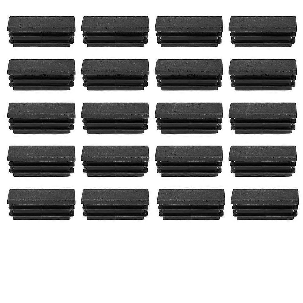 200 Pack 1 X 2 Inch Rectangle End Caps Tubing End Caps Black Plastic Plug Rectangle Foot Caps Plastic Tubing Plugs
