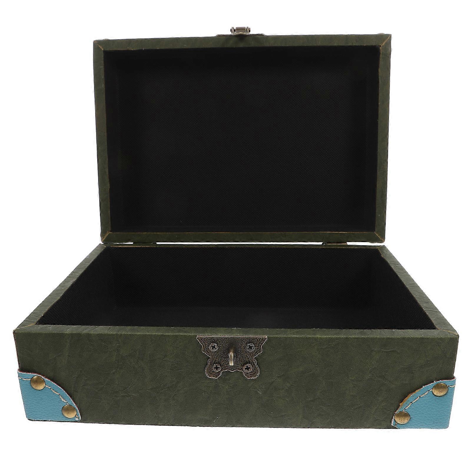 Rectangular Treasure Chest Box For Travel And Home Storage Featuring Builtin Lock And Vintage Style 3Pcs