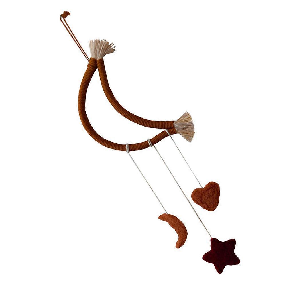 Brown Wool Felt Moon Star Hanging Pendant for Nursery Decor