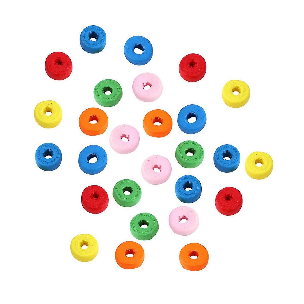 200Pcs Assorted Color Round Wooden Beads Ideal For Child-Parent Bonding DIY Projects 0.80X0.80X0.40CM