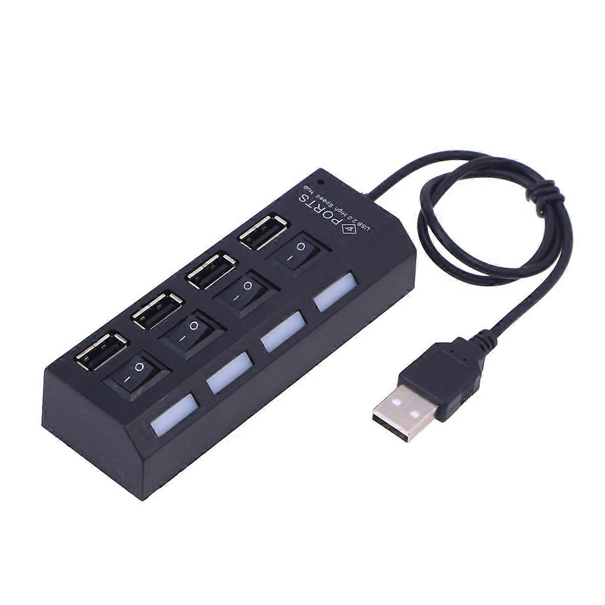 USB 2.0 Hub 4 Port USB Splitter for Charging Use 3Pcs Black