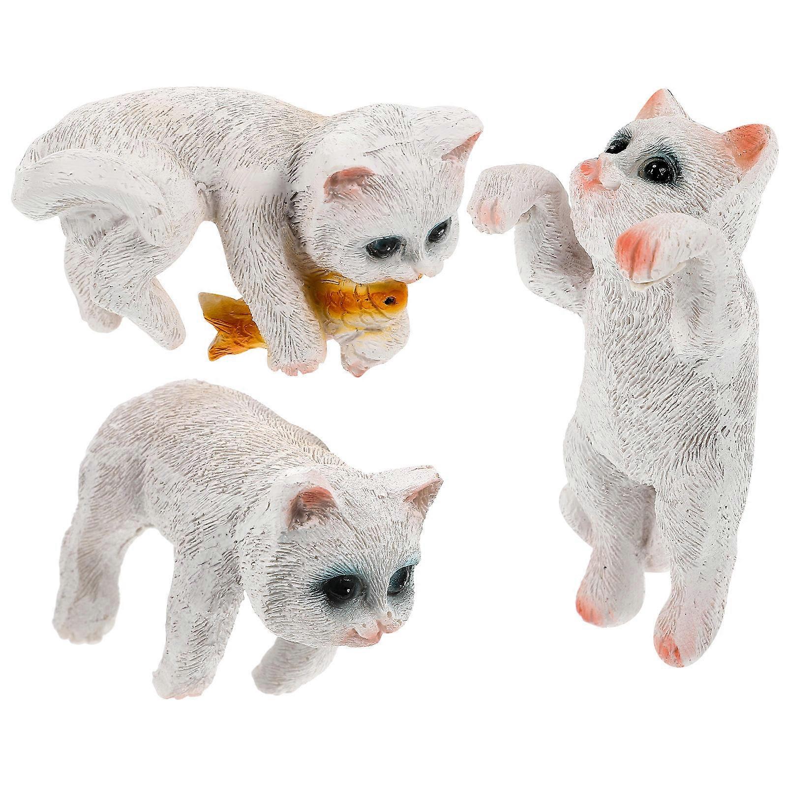 12Pcs Cat Statue Decor Resin Mini Fishing Figurines for Desk Display