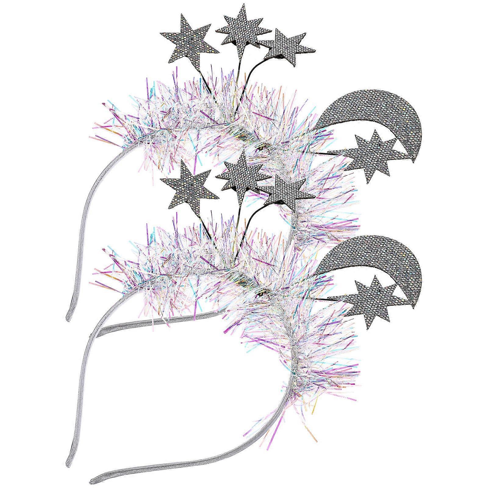 Valentine's Day Headband Silver Glitter Sequin for Party Use 6Pcs