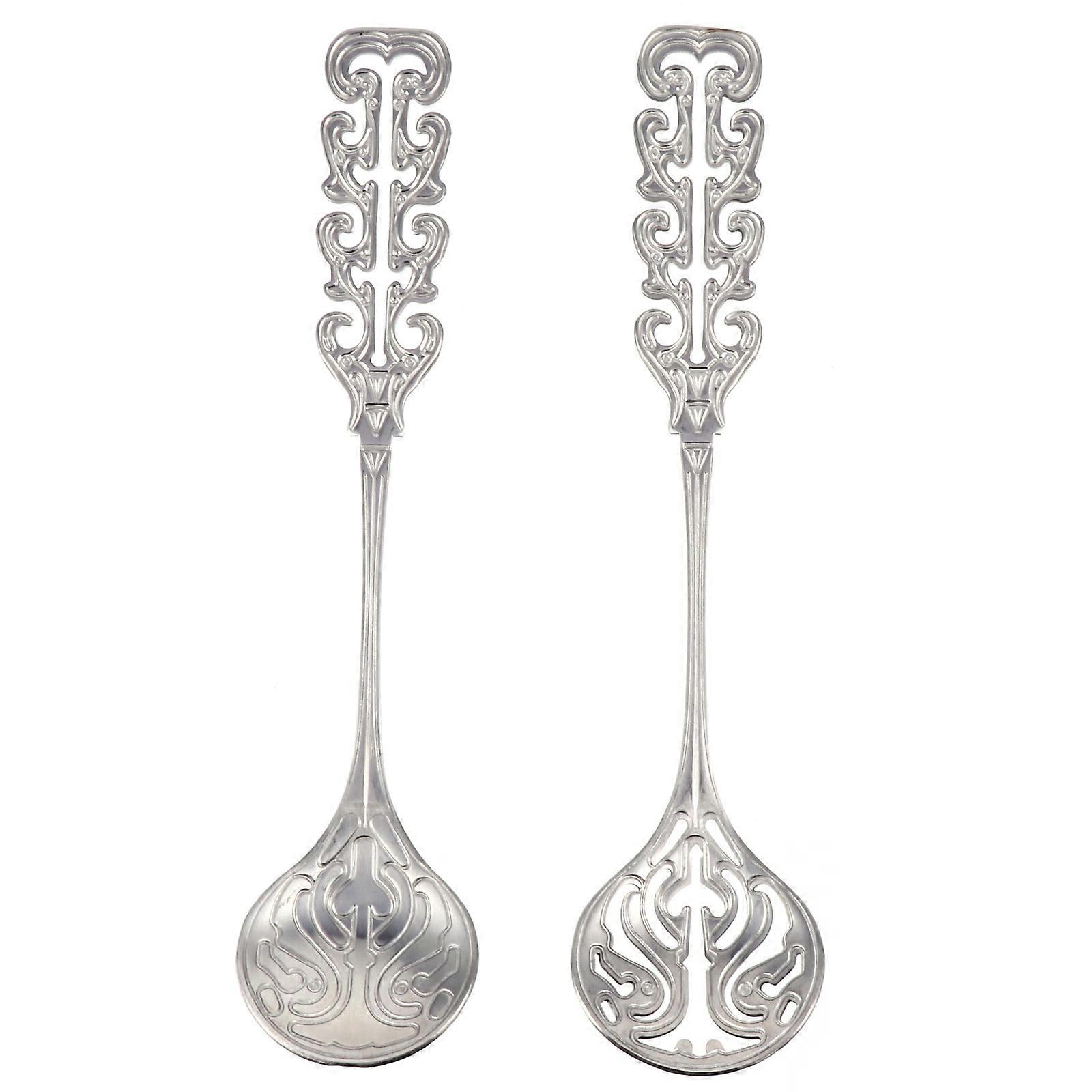 Coffee Spoon Set Stainless Steel for Stirring 2Pcs Silver