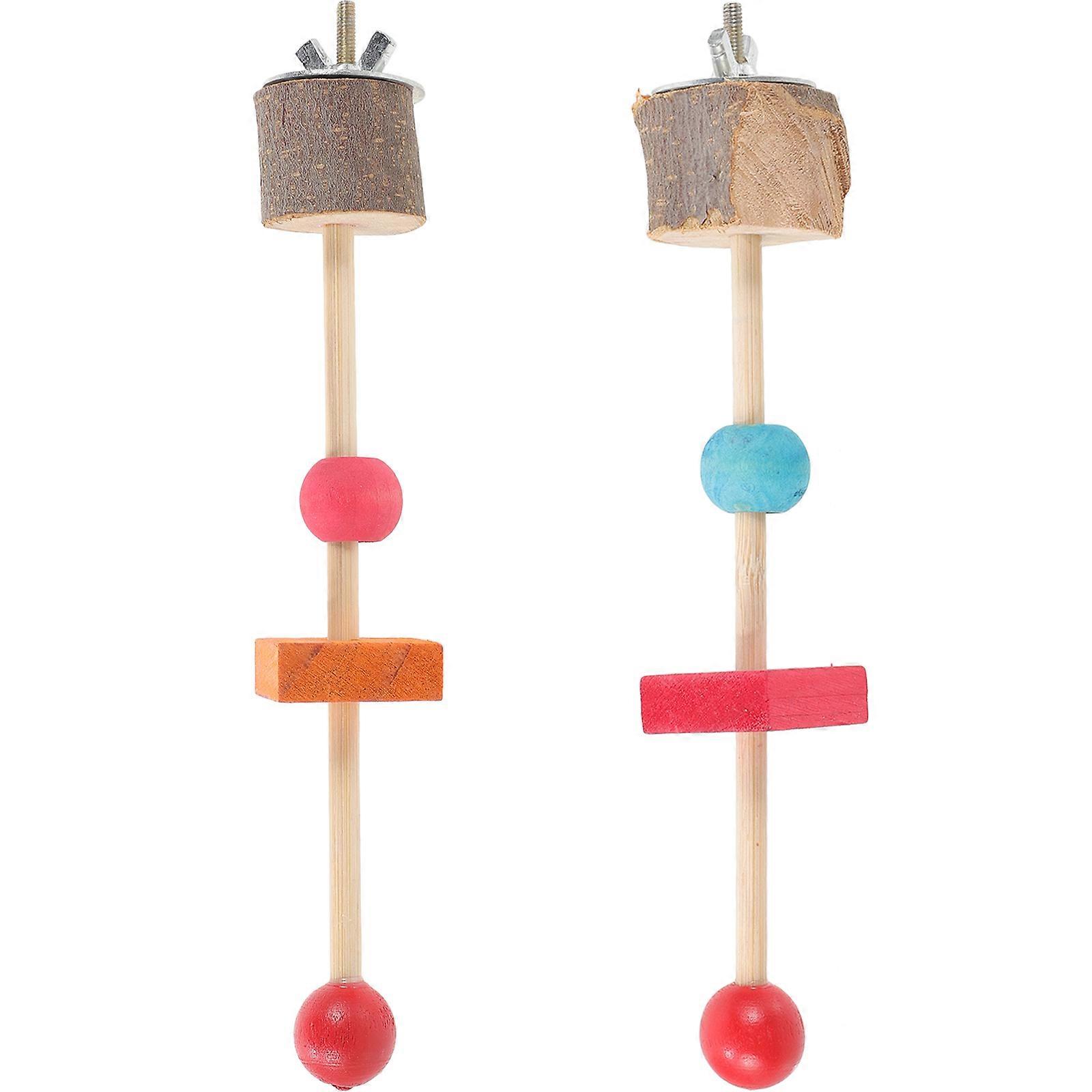 Natural Wood Bird Perch Parrot Stand for Standing 8Pcs Set