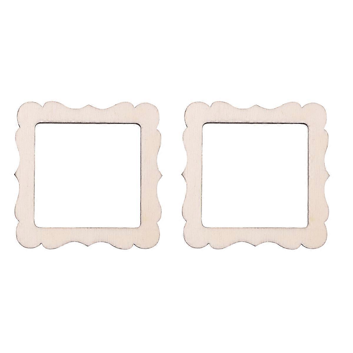 Wooden Pieces Lace Square Photo Frame Shape for DIY 10Pcs Bundle