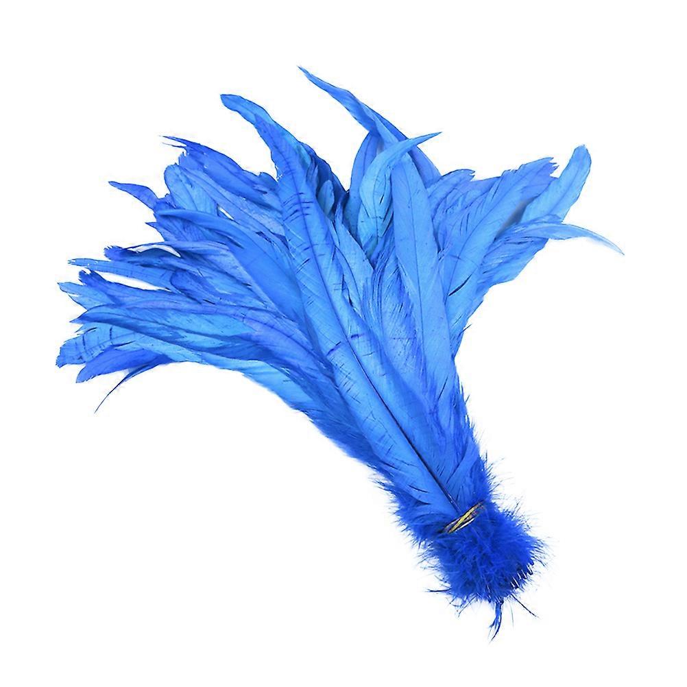 Blue Natural Rooster Tail for Hat Decoration 50Pcs Pack