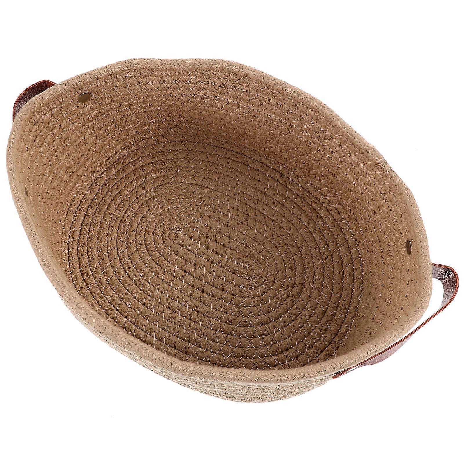 Cotton Rope Basket 2Pcs Household Storage Solution Rectangular Khaki Multi-Functional Home Decoration