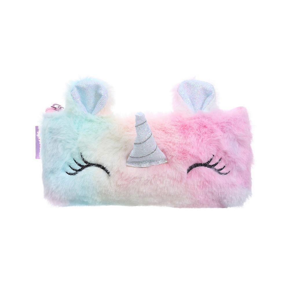 Multifunction Pencil Box Plush for School Use 2Pcs Pink Design
