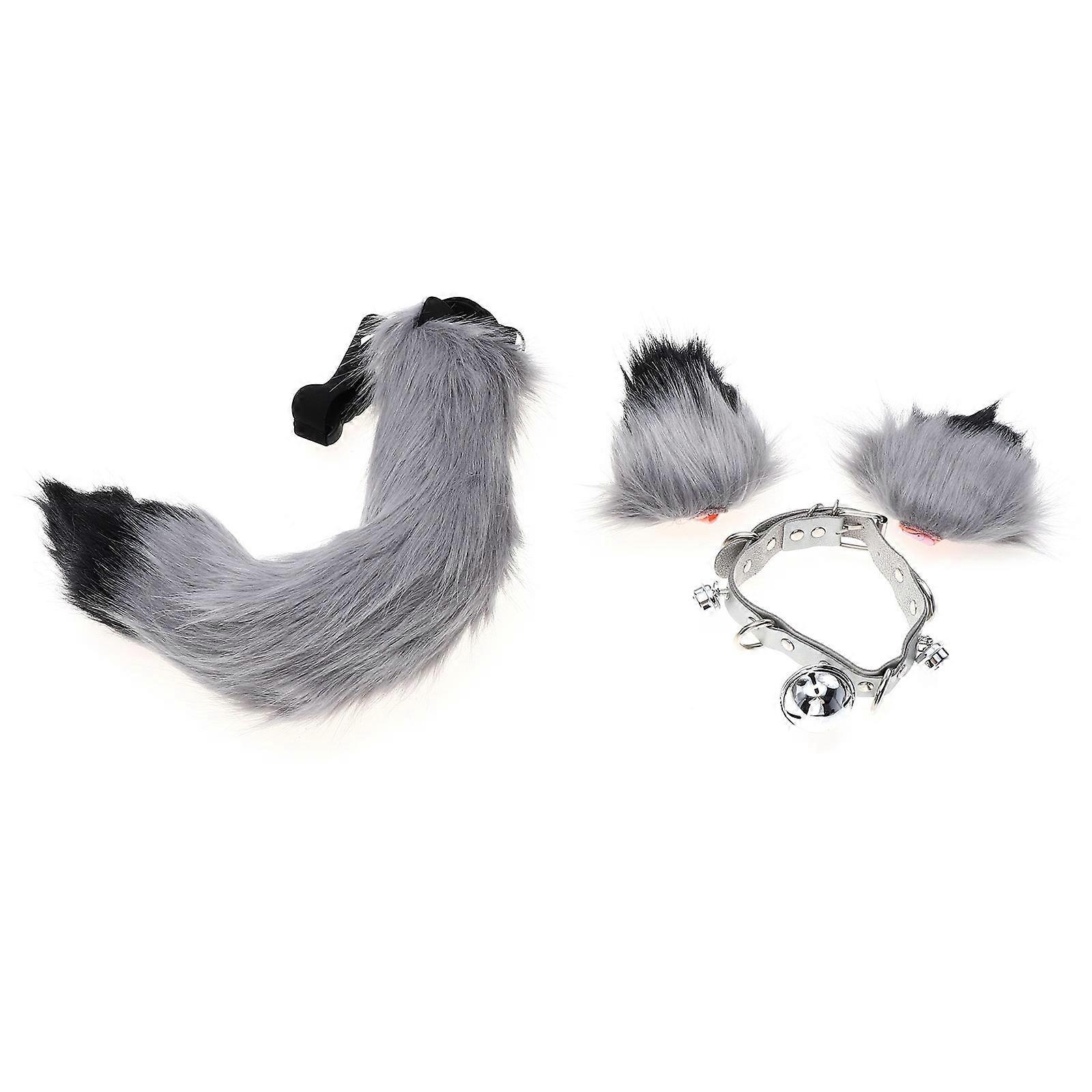 Cosplay Party Costume Set With Fox-Shaped Ears And Decorative Bell Collar For Halloween Performance And Role Playing In Black 1 Set
