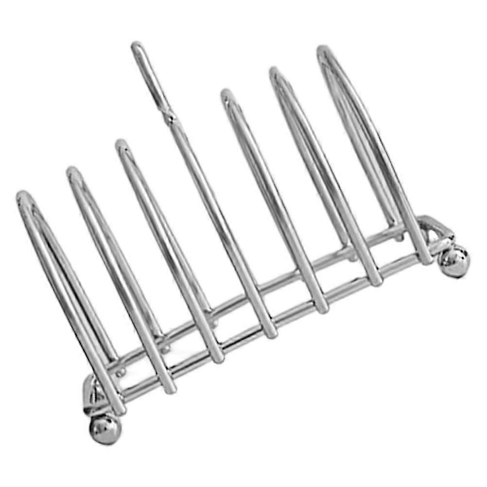 5Pcs Silver Toast Rack Metal Bread Stand With Easy Access Compartments Ideal For Outdoor BBQ Use Rectangular Shape