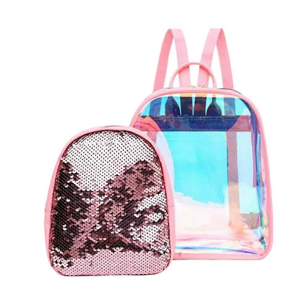 Backpack Fashion Backpack for Storage 3Sets Pink Sequin Shoulder Bag