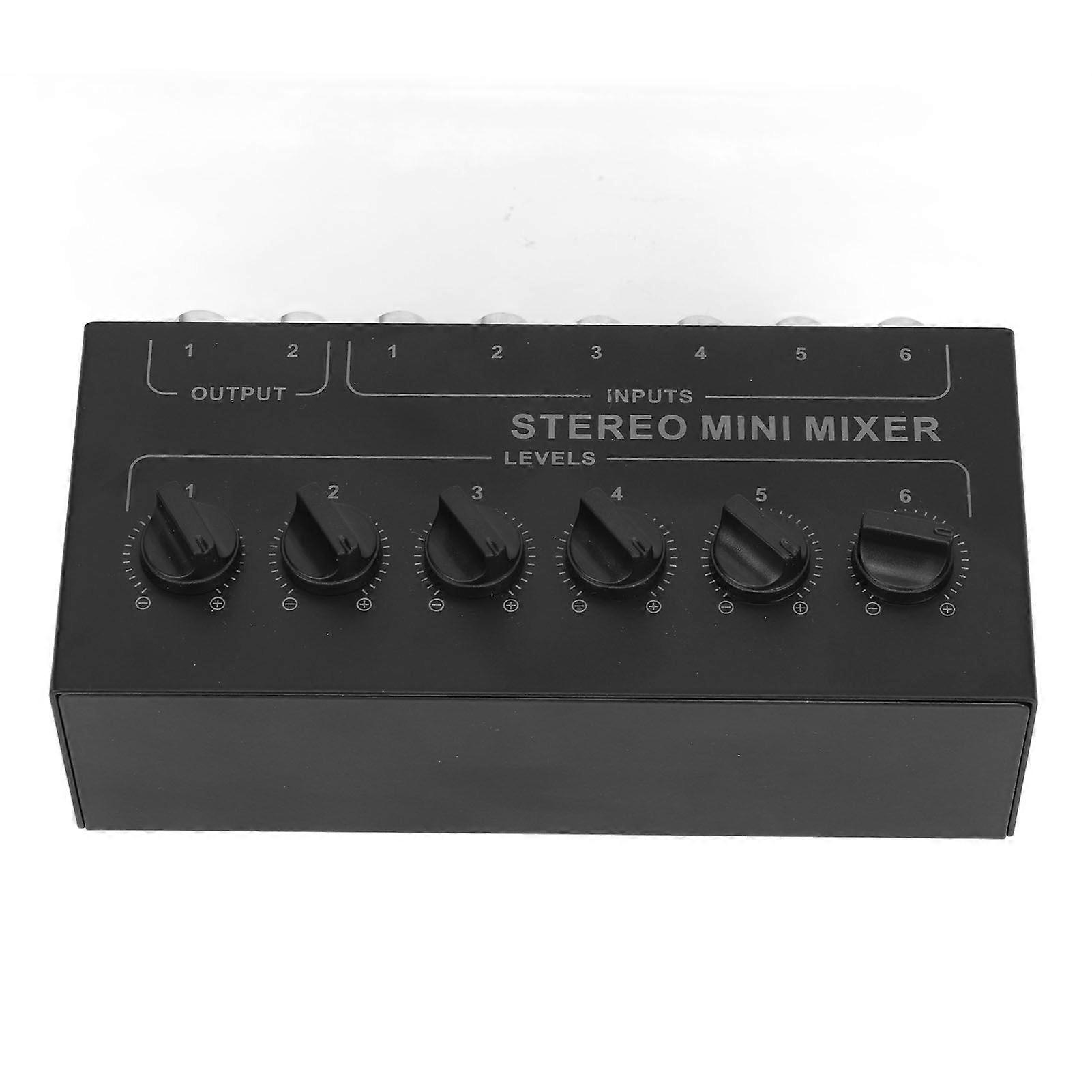 Mini Stereo Mixer 6 Channel Independent Volume Control Portable Passive Mixer for PC CD Laptop