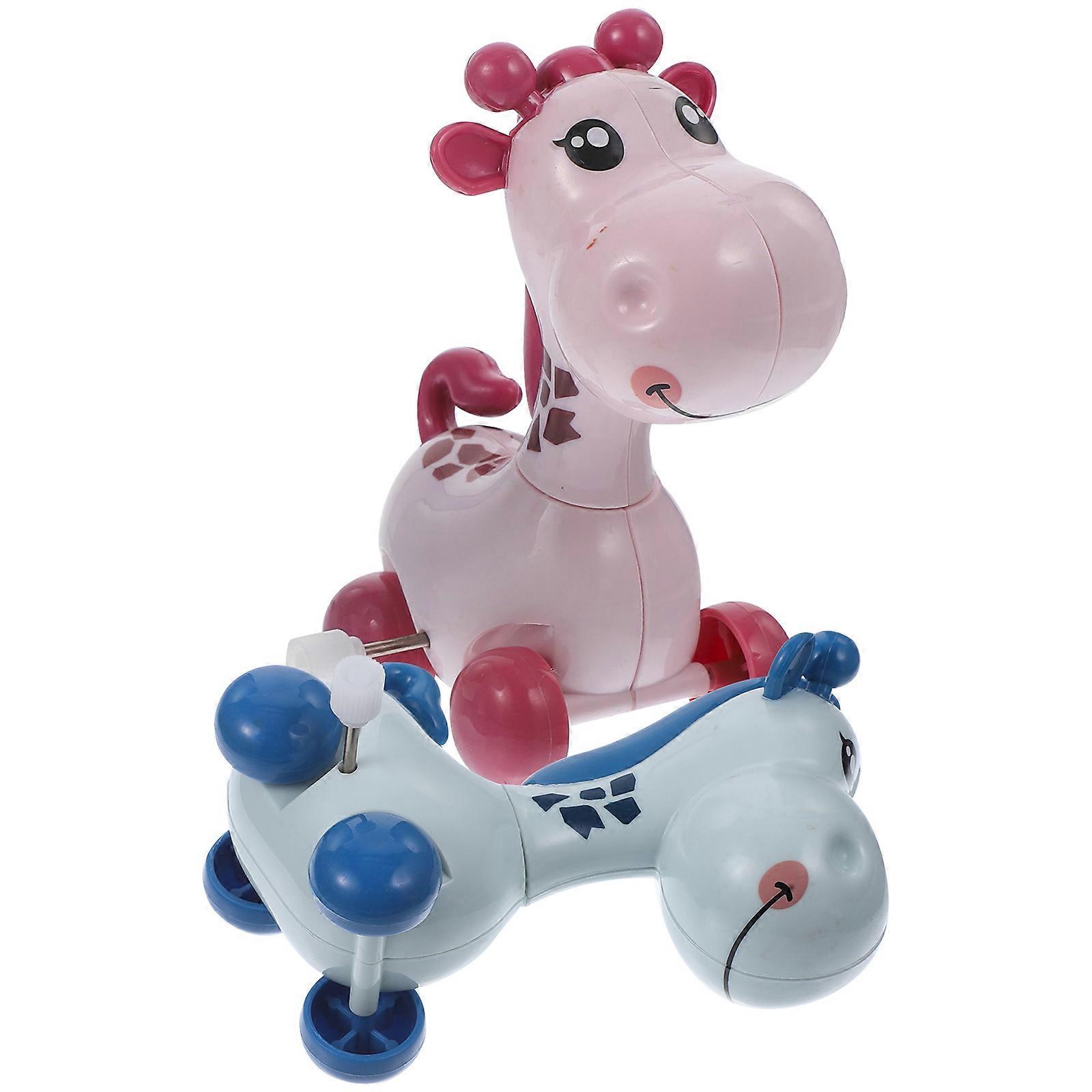 2Pcs Cartoon Wind Up Toys Giraffe Shape Kids Clockwork Toys with ABS Material