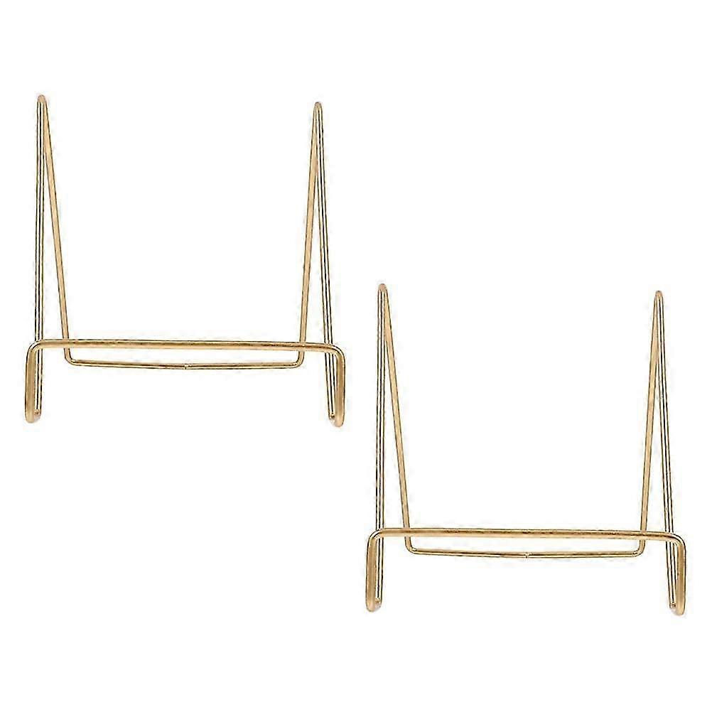 Versatile Metal Stand For Displaying Decorative Plates And Books With Elegant Appearance Ideal For Home And Office Settings 2Pcs
