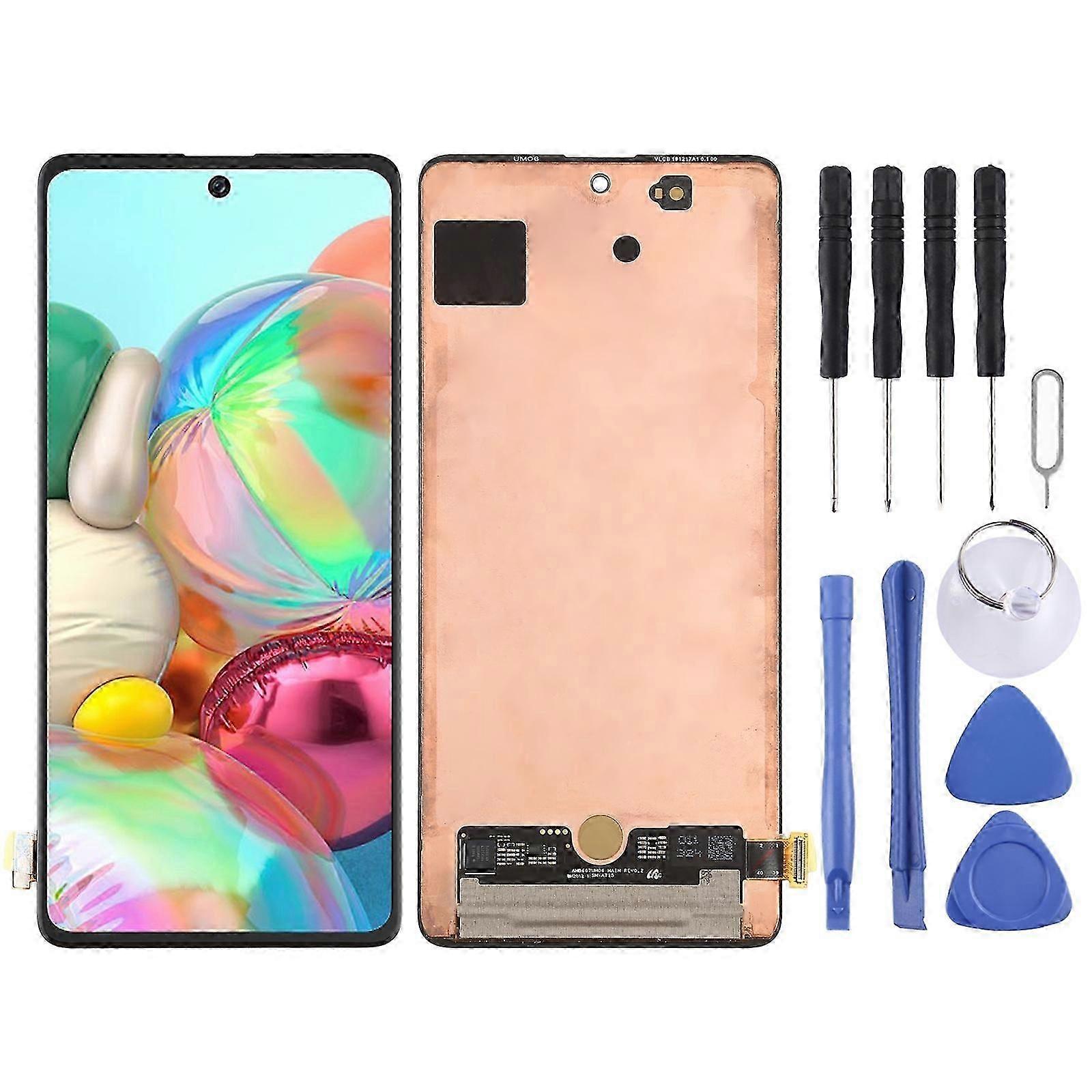 COMPATIBLE Super AMOLED LCD Screen for Galaxy A71 4G with Digitizer Full Assembly (Black)