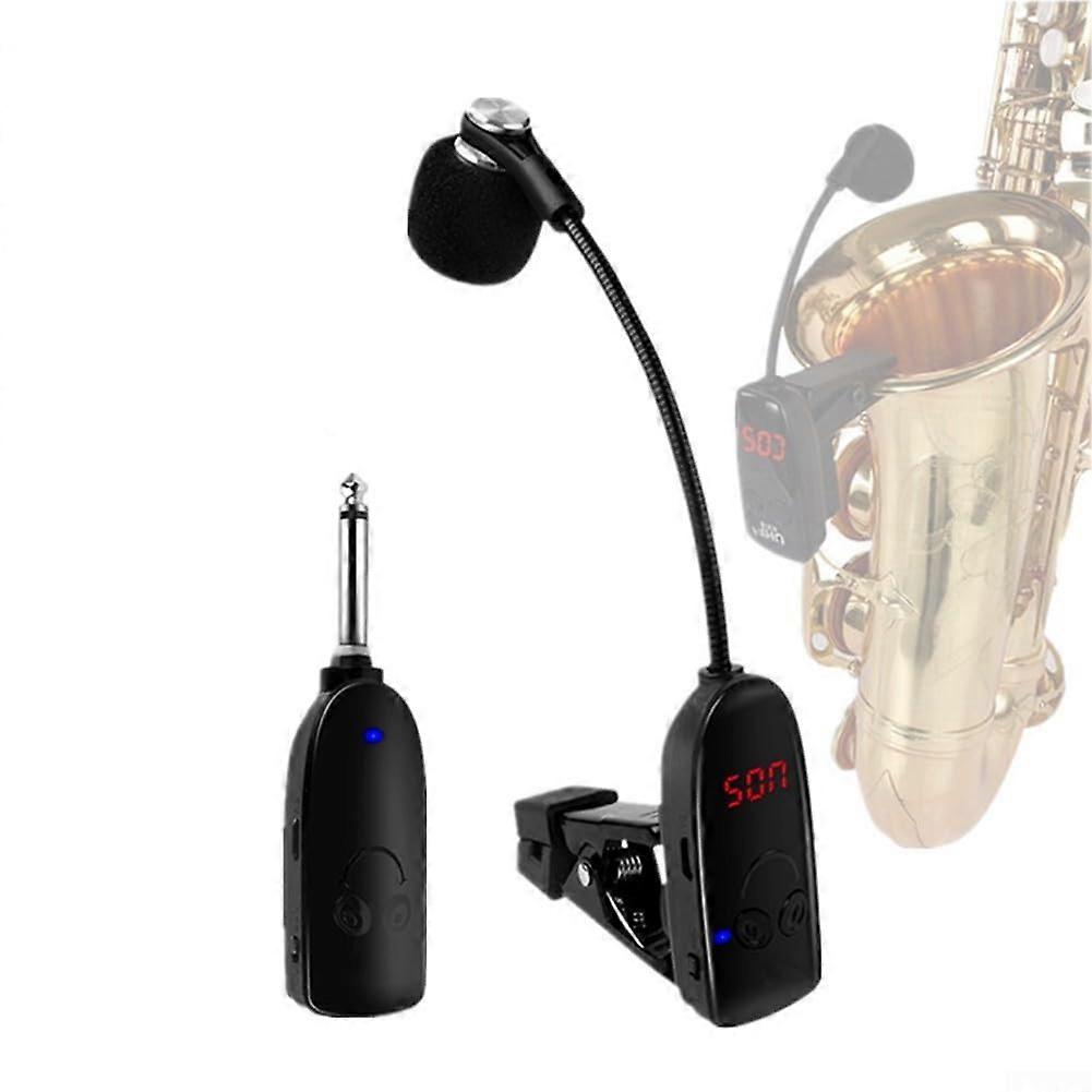 UHF Wireless Instrument Microphone System Capacitor Audio Head 9x8x3 Cm For Saxophone Trumpet