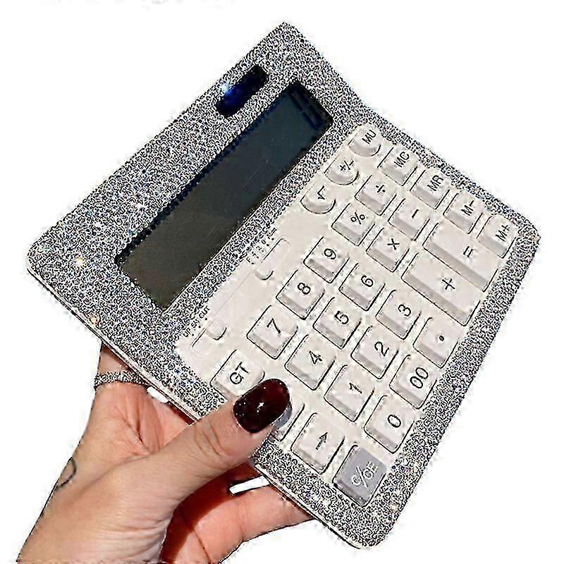 Rhinestone Crystal Calculator, Standard Desk Calculator Lcd Display, Battery And Solar Powered Shiny Calculator 25-26