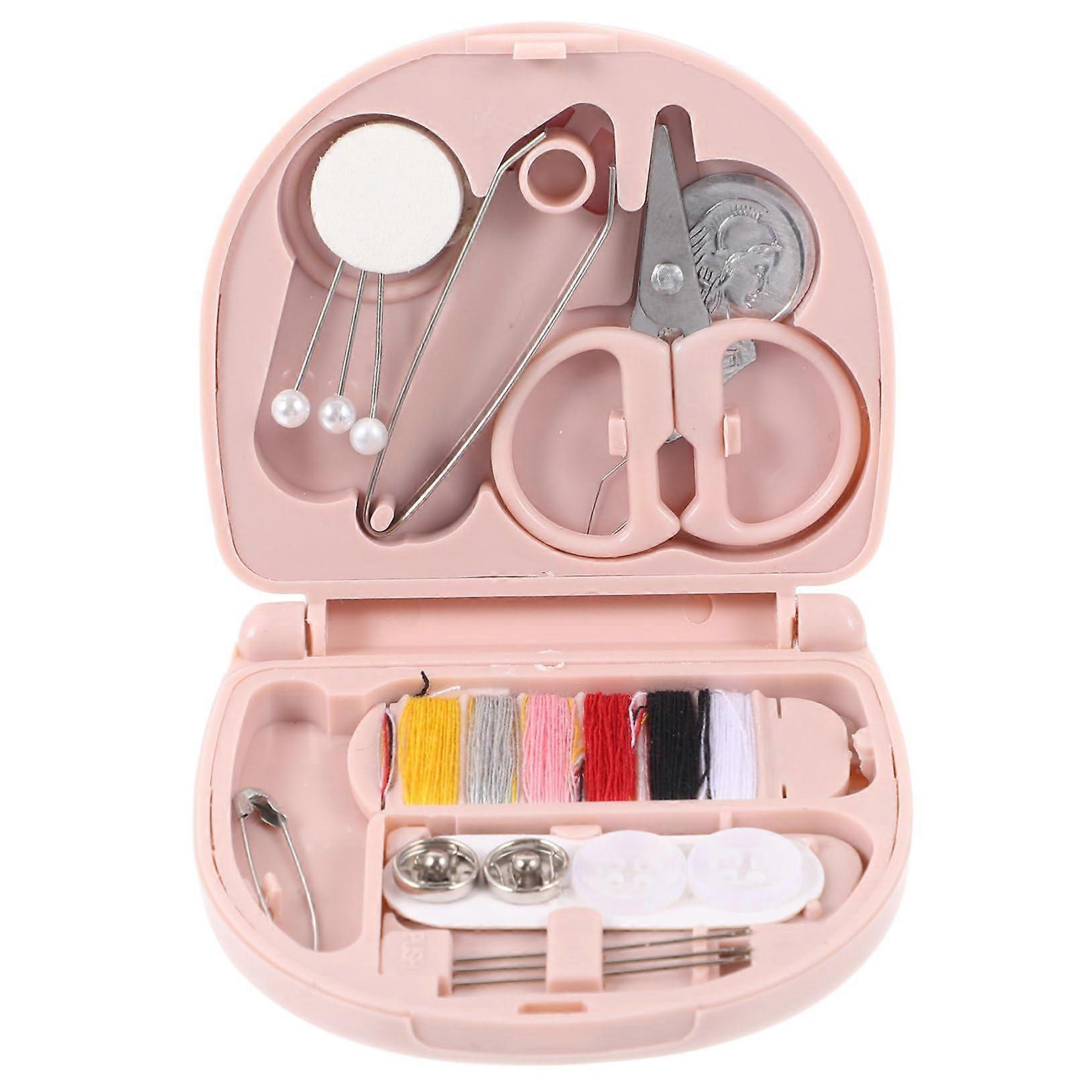 Mini Sewing Kit Box with Embroidery Floss Organizer and Pin Cushion for Travel and Home Use