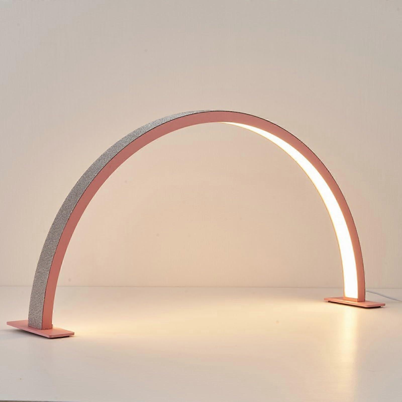 Half Moon Light Nail Desk LED Lamp For Lash Extensions, Makeup Desk Lamp, Pink 750mm, Adjustable Color Temperature