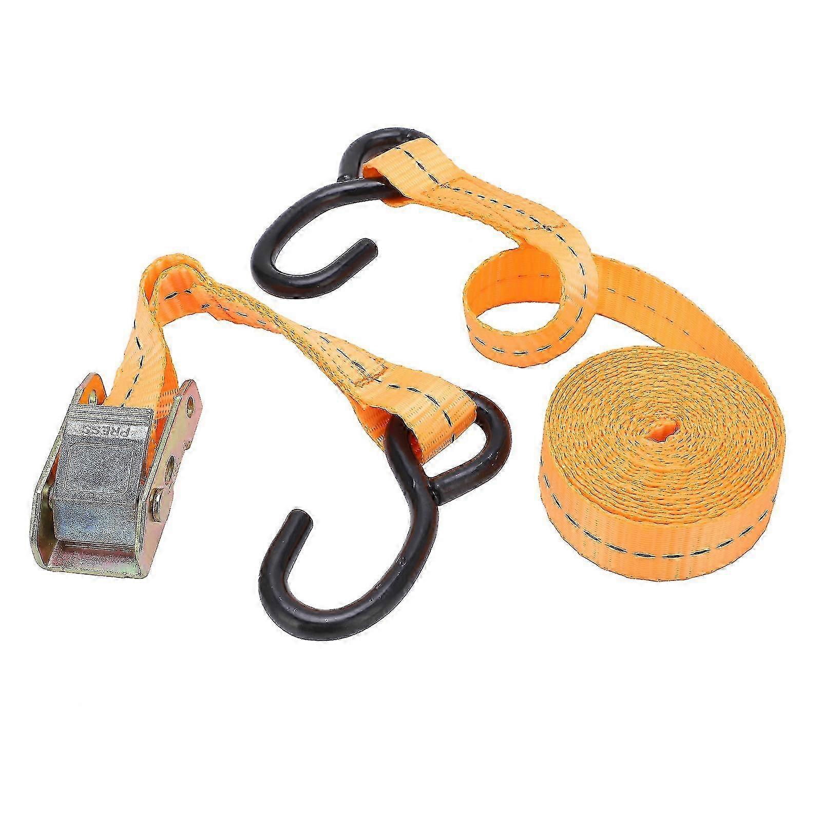 2Pcs Tiedown Ratchet Strap With Shook For Cargo Binding Polyester Fabrics Binding Strap(3M/9.8Ft )