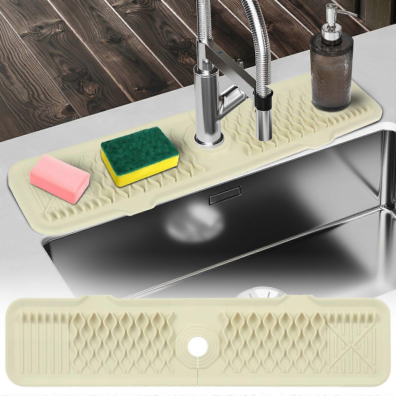 Wekvgz 2pcs Silicone Faucet Mat 24×5.7inch Faucet Sink Splash Guard Sink Drying Mat Silicone Sink Draining Pad for 2.48 Inches Bottom Diameter Faucet