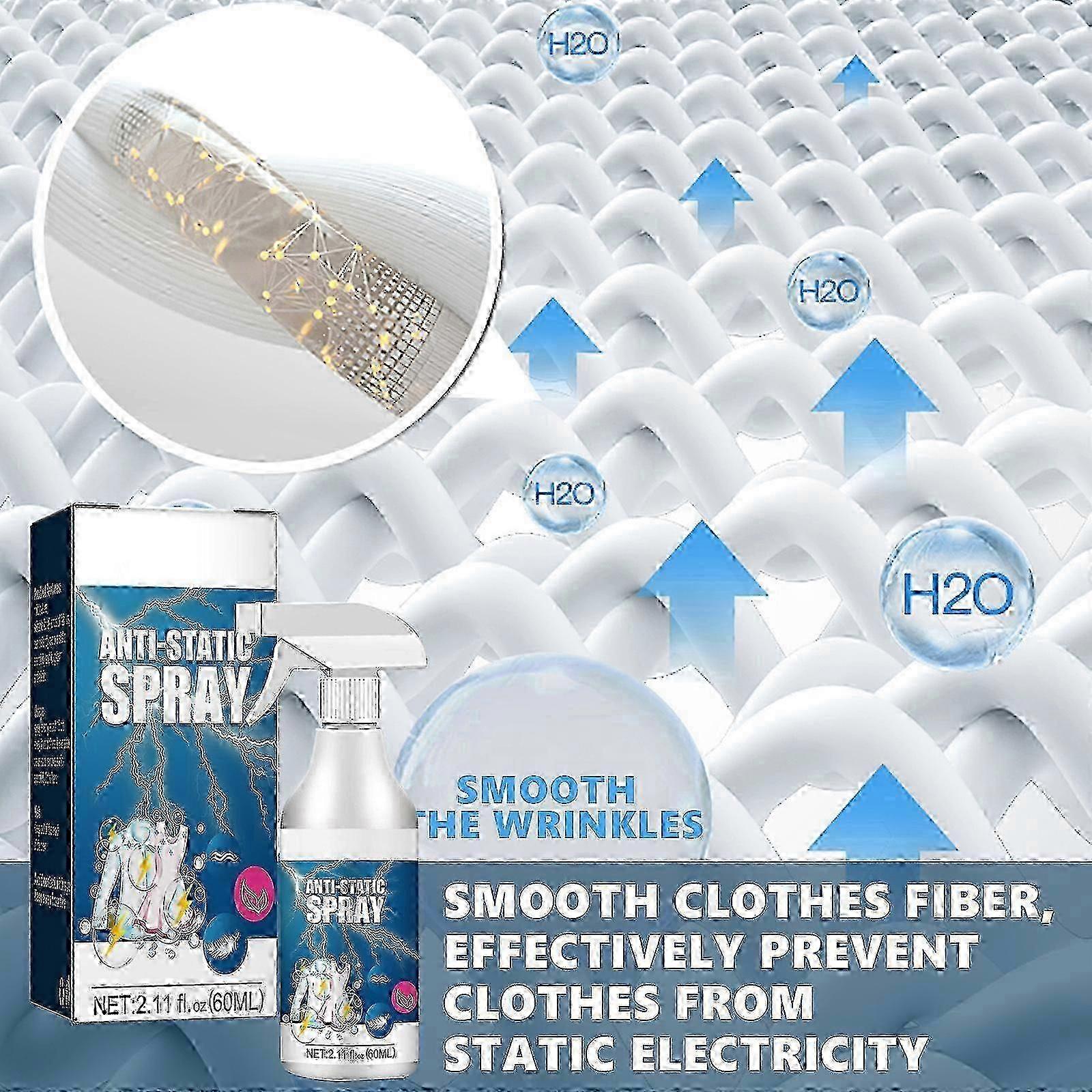 Anti Static Spray, Natural Static Cling Remover Spray för kläder, 3 i 1 Instant Wrinkle Release Odor Eliminator & Fabric Refresher Spray