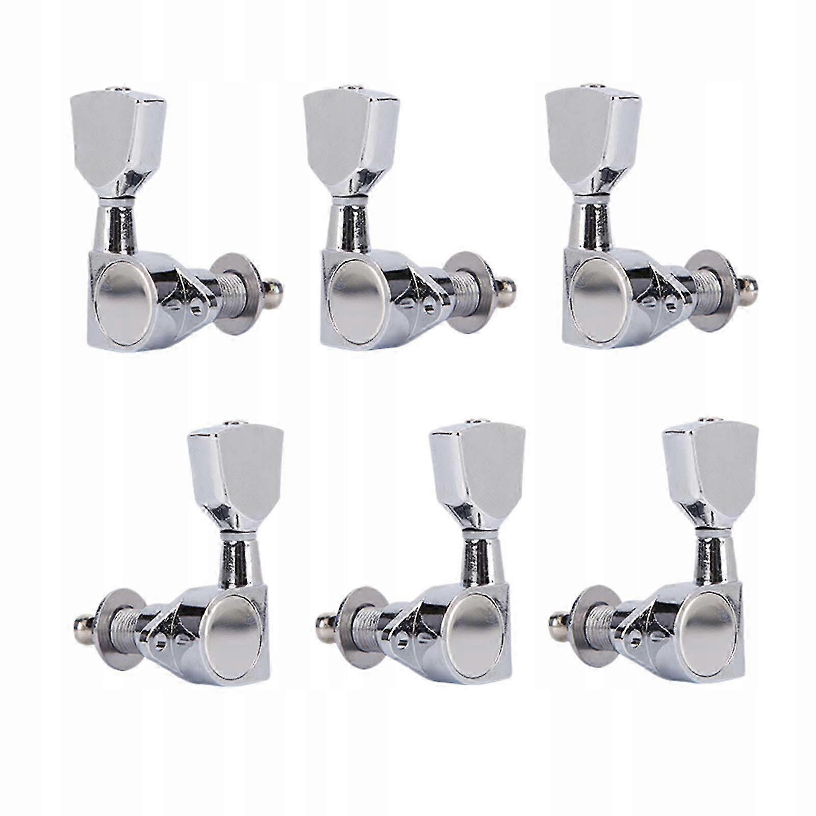 6 Pieces 3r 3l Guitar Parts Replacements Guitar Peg Button Tuner Machine Silver