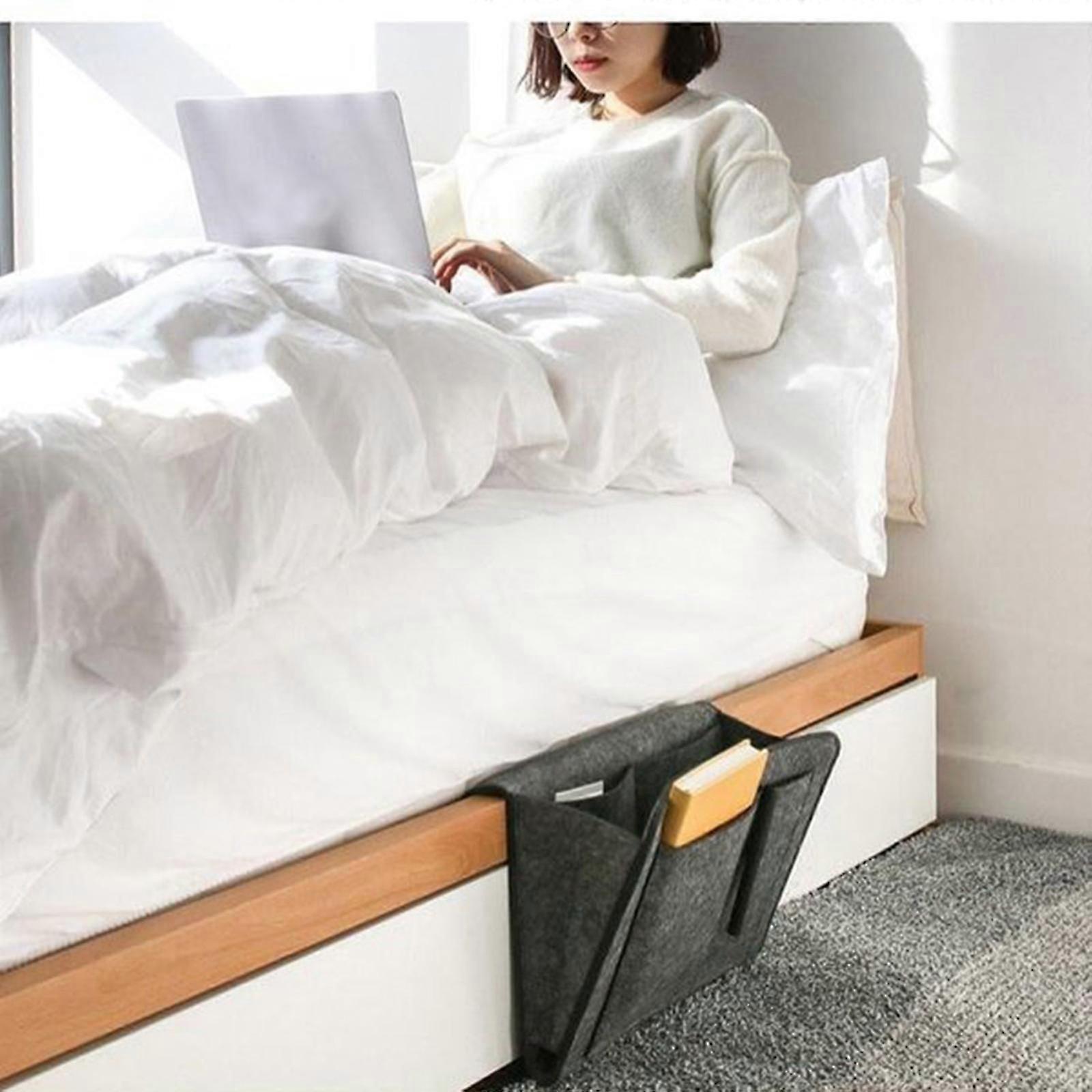 Bedside Caddy with Large and Small Pockets, Felt Organizer for Bedroom