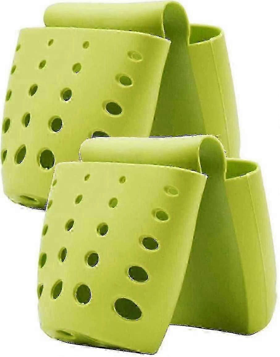 2pc Kitchen Sink Sponge Holder Organizer Hanging Strainers-green
