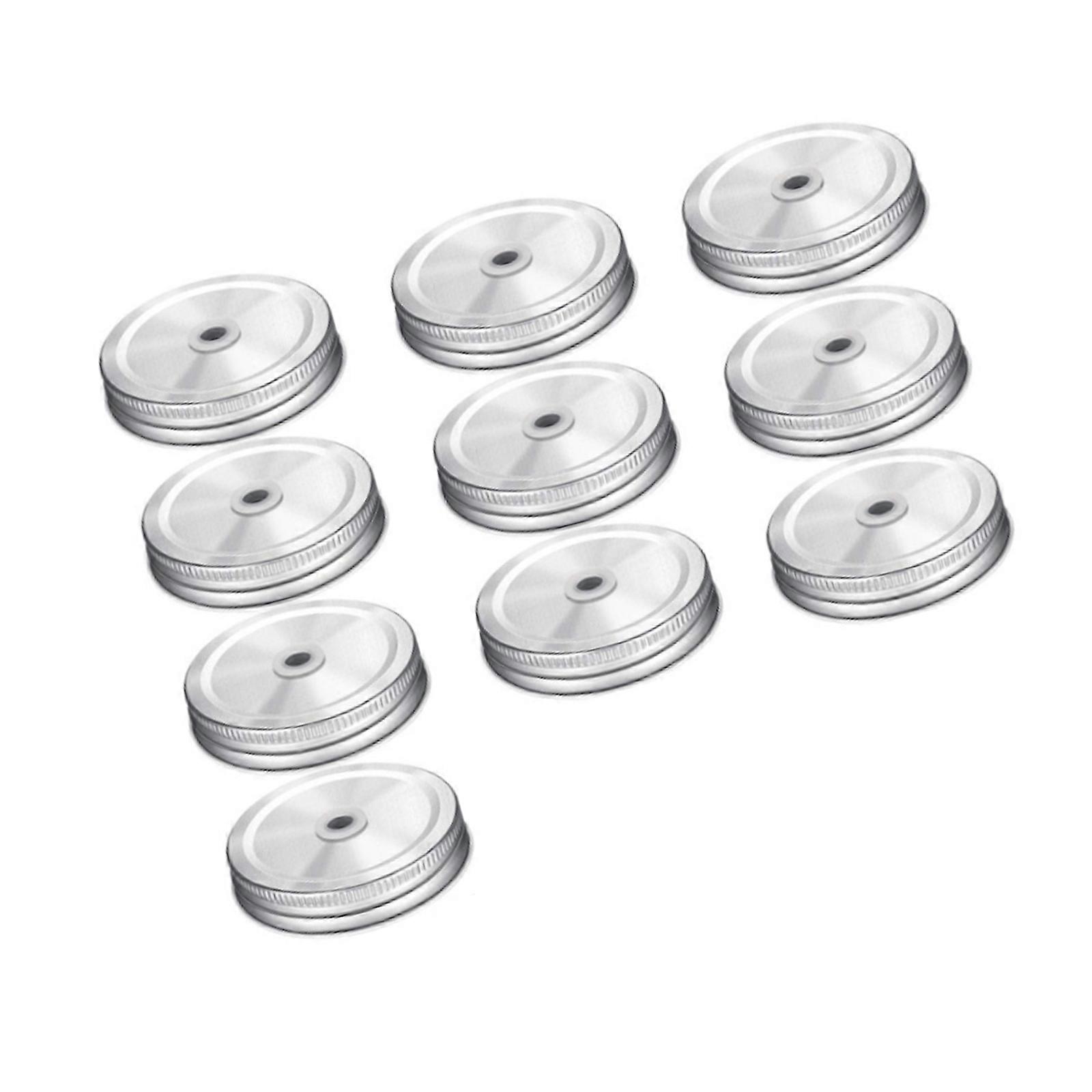 Tinplate Practical Jar Lid Leak Proof Construction Integrated Drinking Spout with Straw Hole Replacement Accessories  Silver