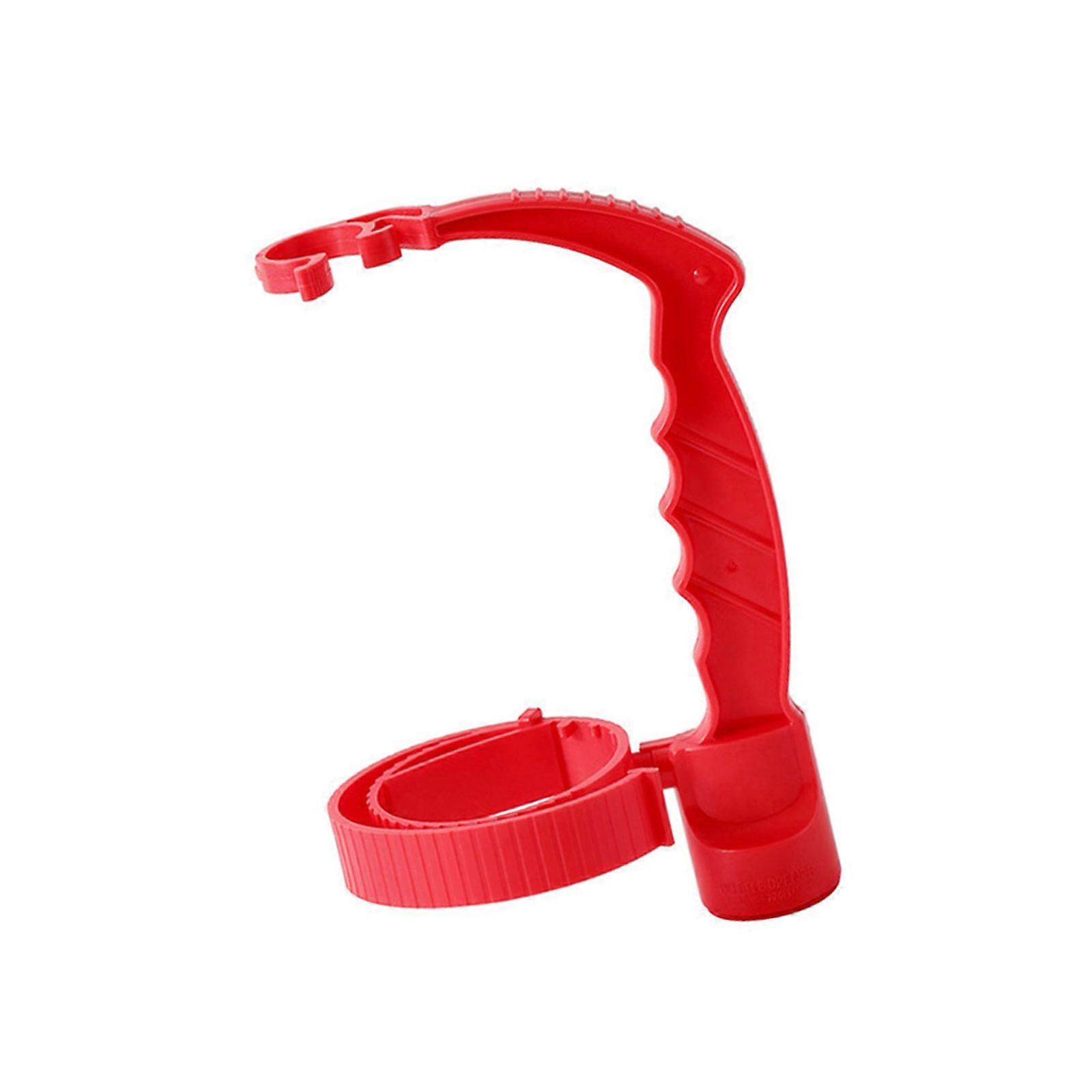 Spill Resistant Drink Bottle Grip With Integrated Flows Regulator And Concealed Opener For Precise Pouring  red