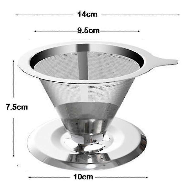 Reusable Double Layer 304 Stainless Steel Coffee Filter Holder Pour Over Coffees Dripper Mesh Coffee