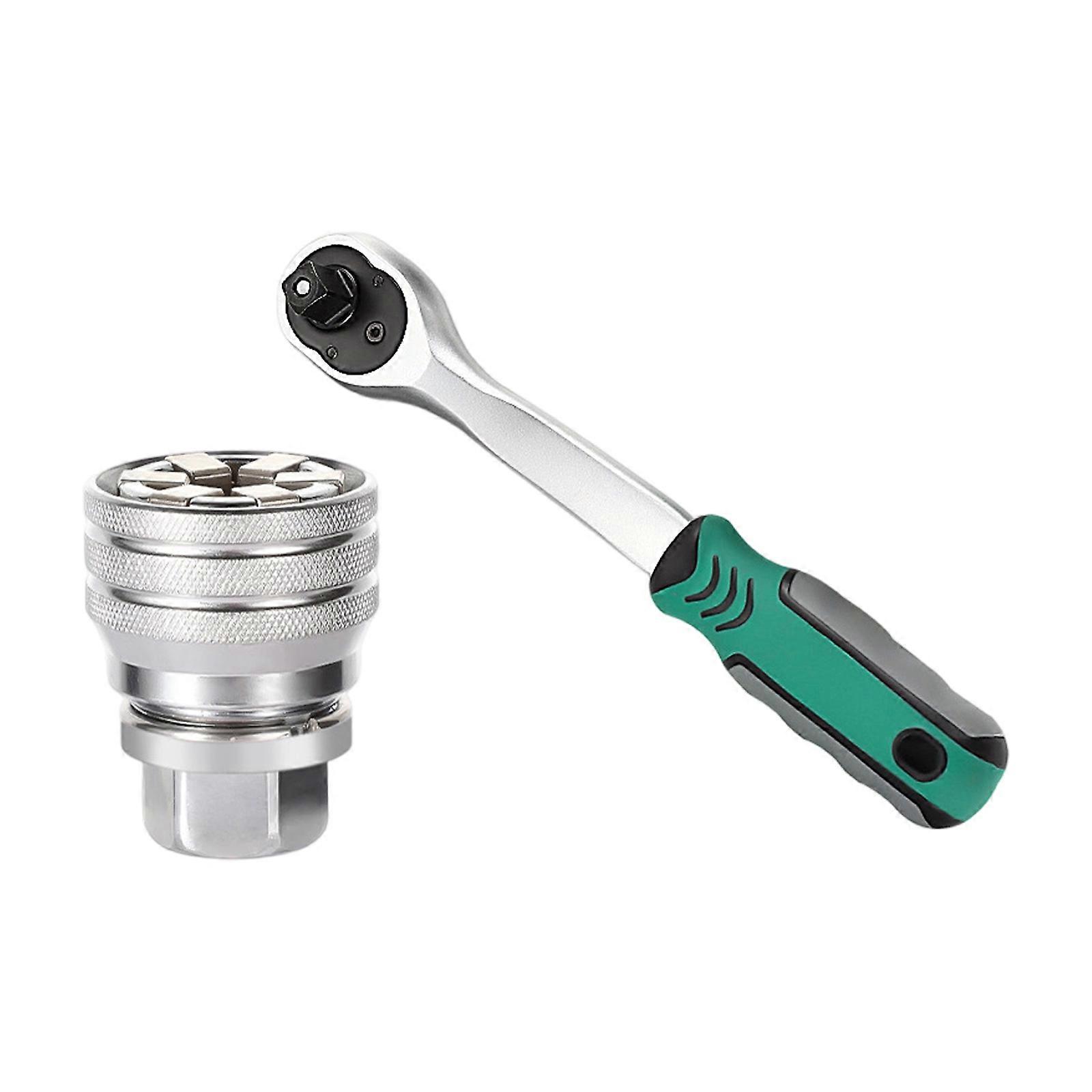 Professional High Strength 72 Tooth Ratcheting Wrench Spanner With Adjustable Socket 10-19mm Ranging Antislip Interfaces Multicolor