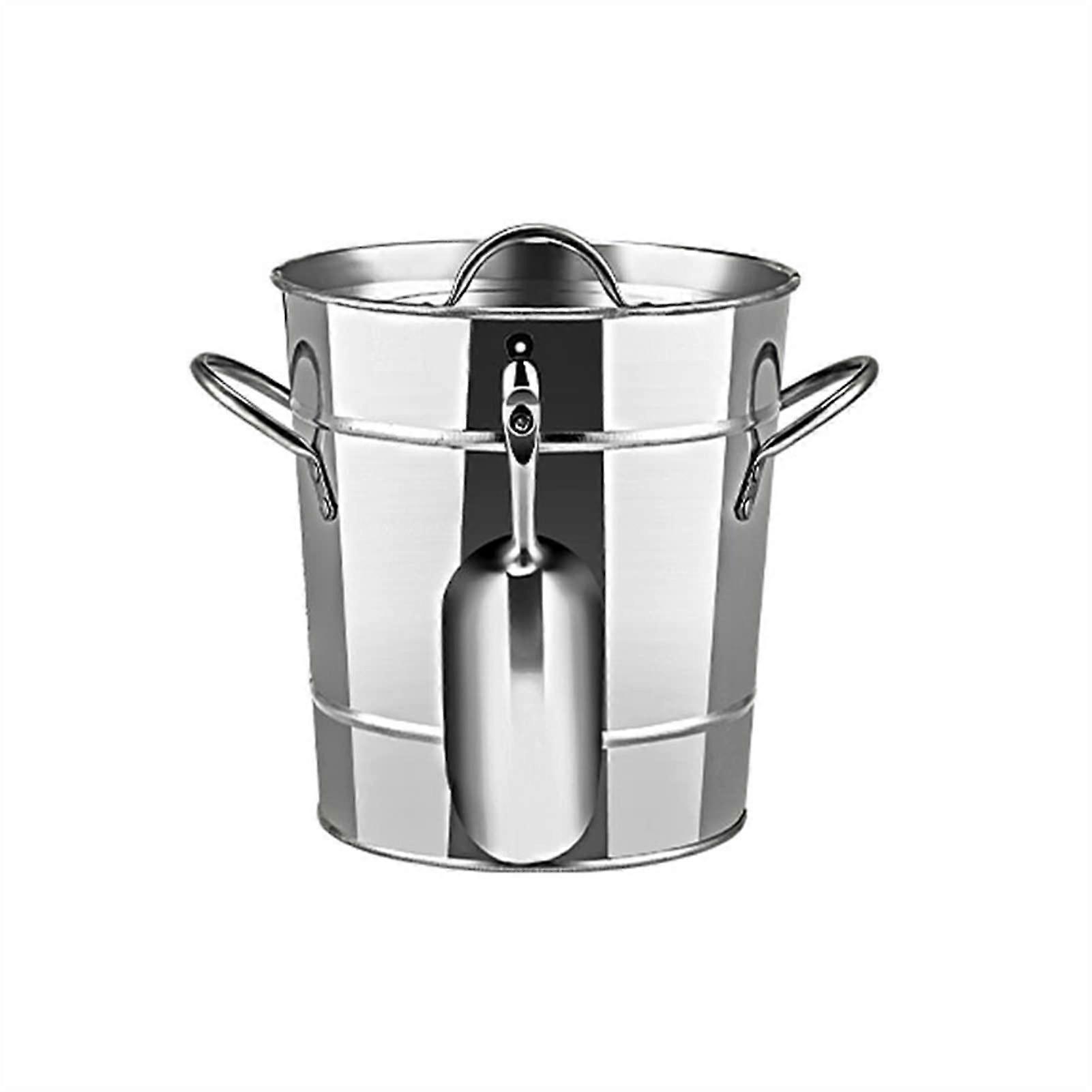 Ice Bucket Double Wall Iron with Lid for Chilling Beer Wine Champagne in Home Bar