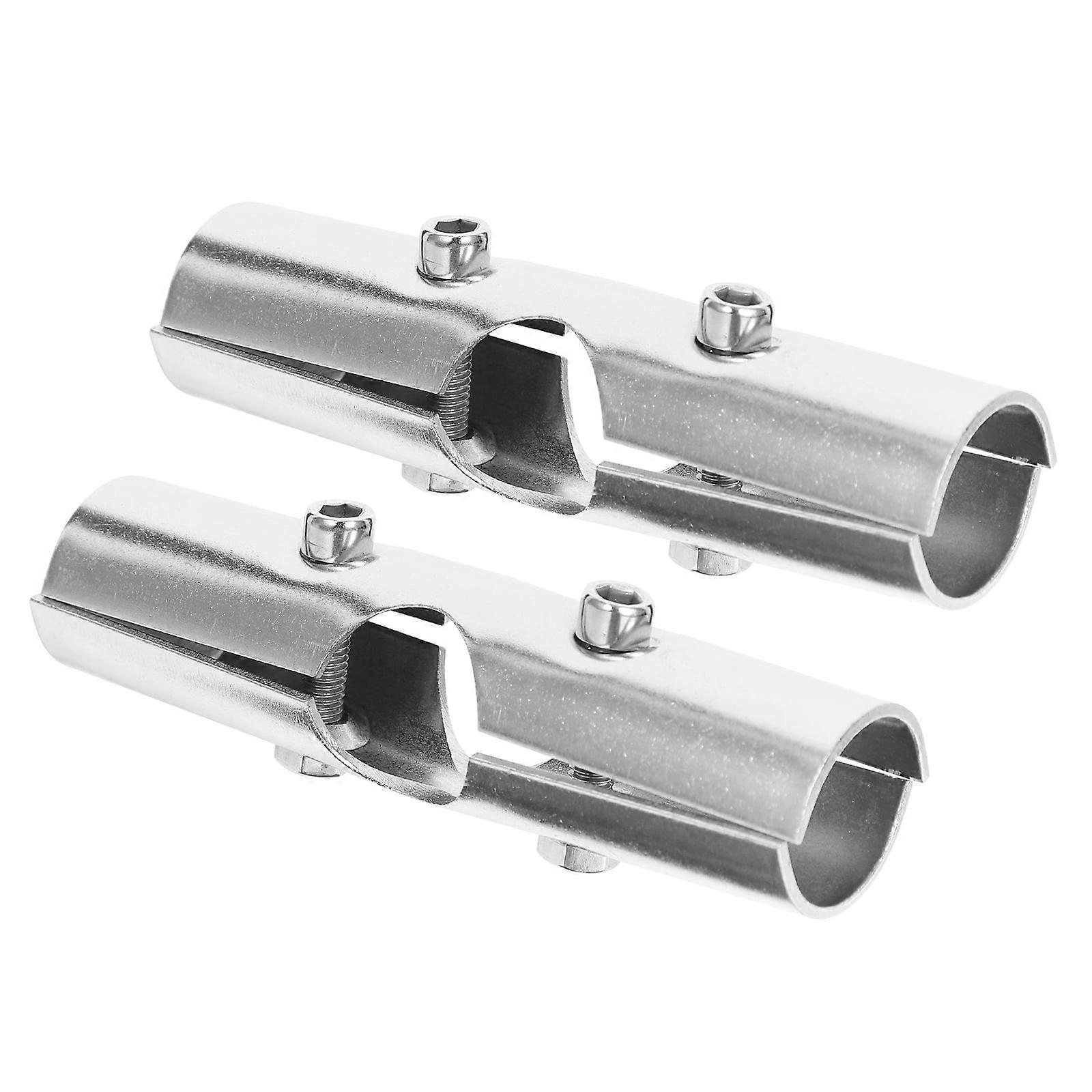 2 Sets Stainless Closet Rod Connectors Combined Pipe End Sockets with Bolts