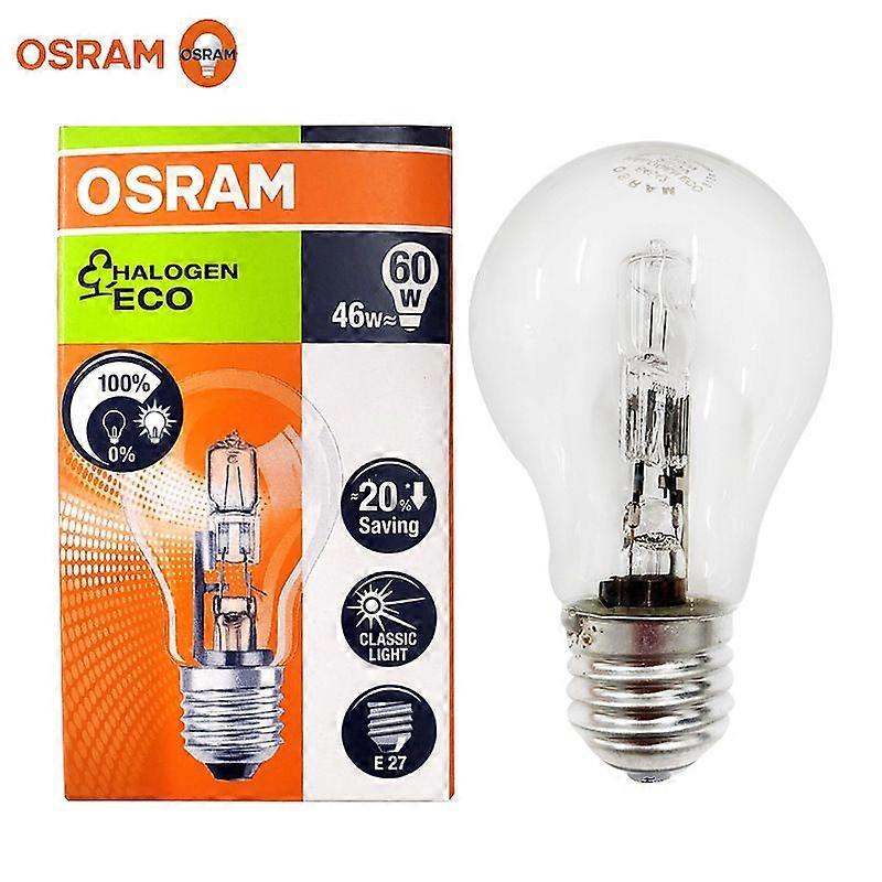 Osram E27 Screw-in Halogen Bulb High-Brightness Warm-White Bulb High Colour Rendering Index Dimmable Warm Yellow Light Transparent Halogen Tungsten La