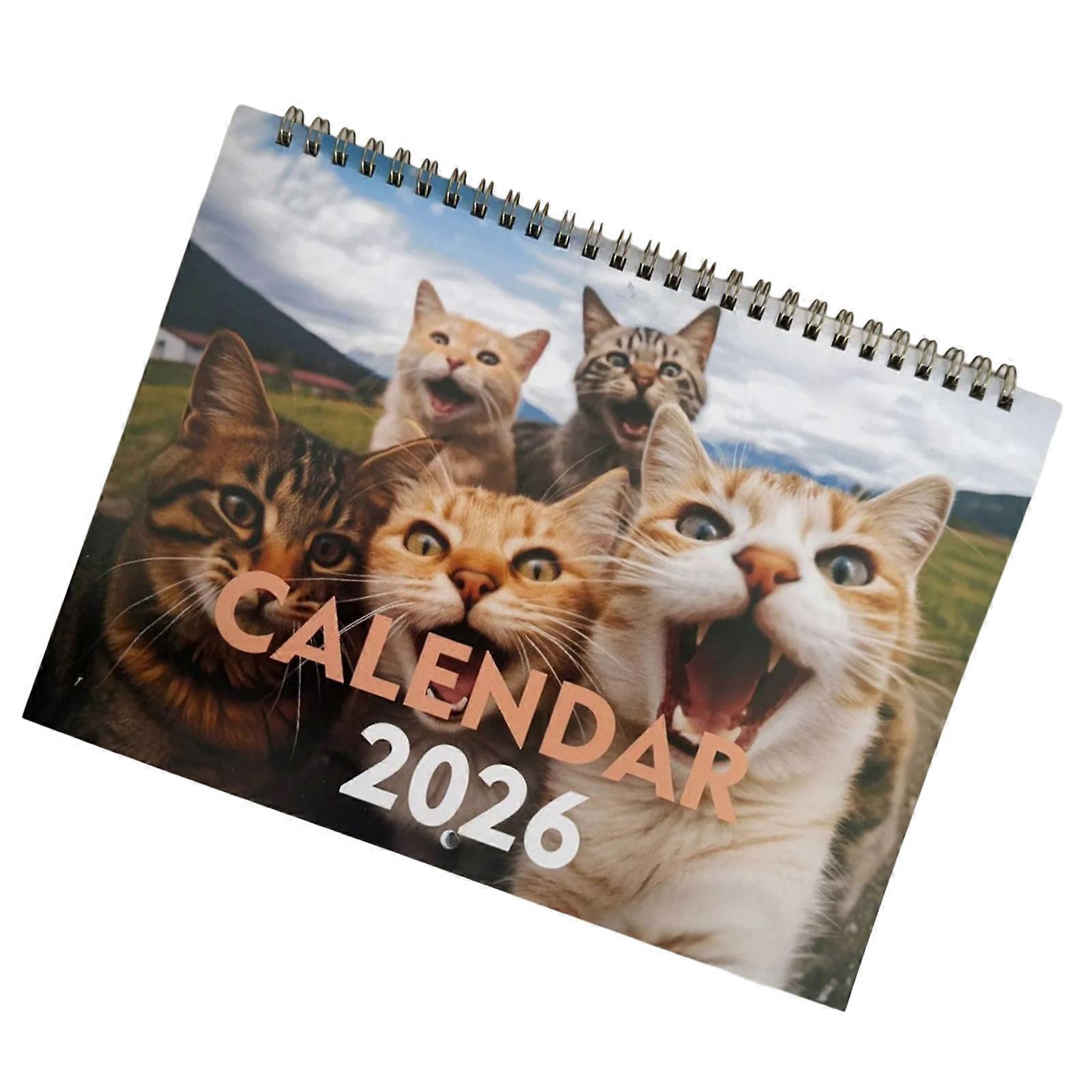 2026 Kitten Theme Desk Calendar Twin Coil Binding Wall Hanging Calendar 12 Month from Jan to Dec For Plan Organization Multicolor